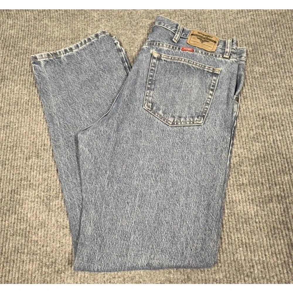 Wrangler Jeans Men 38x32 Blue Denim Pants Straight Leg Regular Fit Cotton Mexico